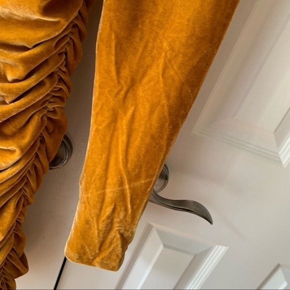 Endless Rose Ruched Long Sleeve Velvet Bodycon Dress Yellow - Picture 5 of 12